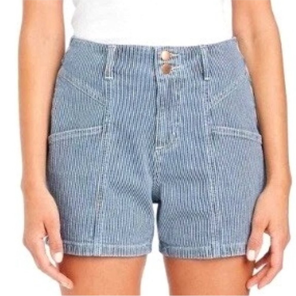 Universal Thread High Waist Striped Shorts - Blue and White High Rise Midi Size